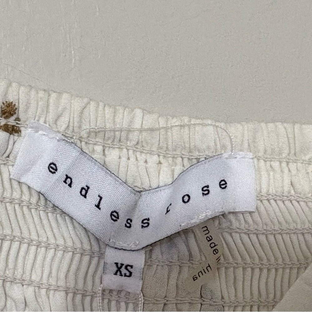 Endless Rose Puff Sleeve Milkmaid Mini Dress XS White Floral Embroidered NWT - Picture 5 of 11
